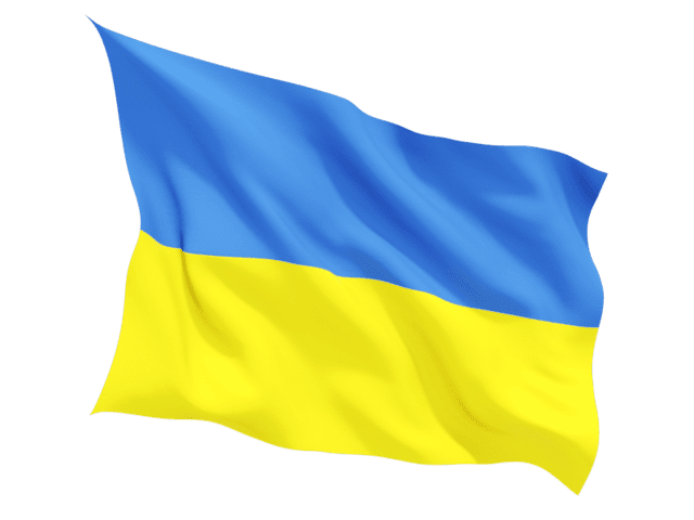the blue and yellow flag of Ukraine rippled by wind