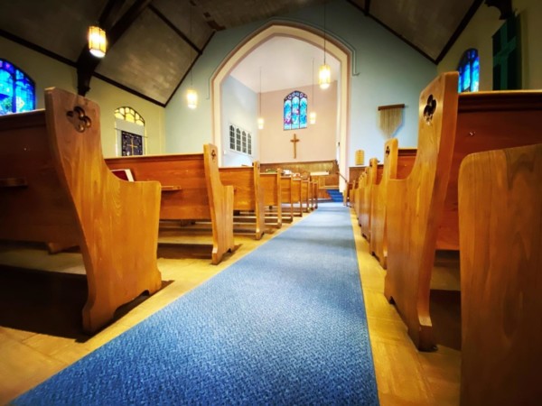 A look down the aisle at Delta United Church.